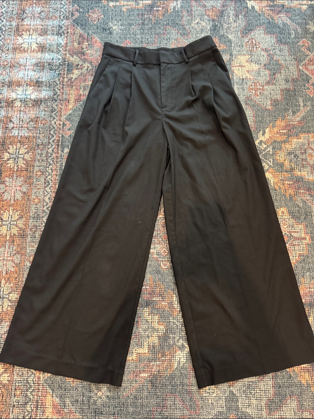 Madewell Harlow Superwide Leg Trouser Black Size 4 Wide Leg Pleated Twill